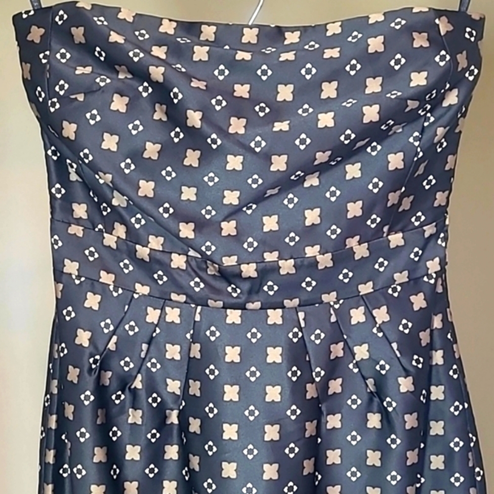 NWT Banana Republic Strapless Satin Mini Dress Geometric Print Sz 0 - Picture 5 of 14